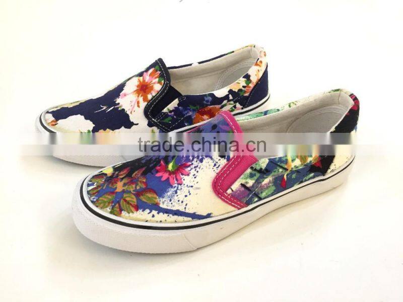 6 colorways slip on vulcanized women sneaker shoe low price china canvas women shoes 2016