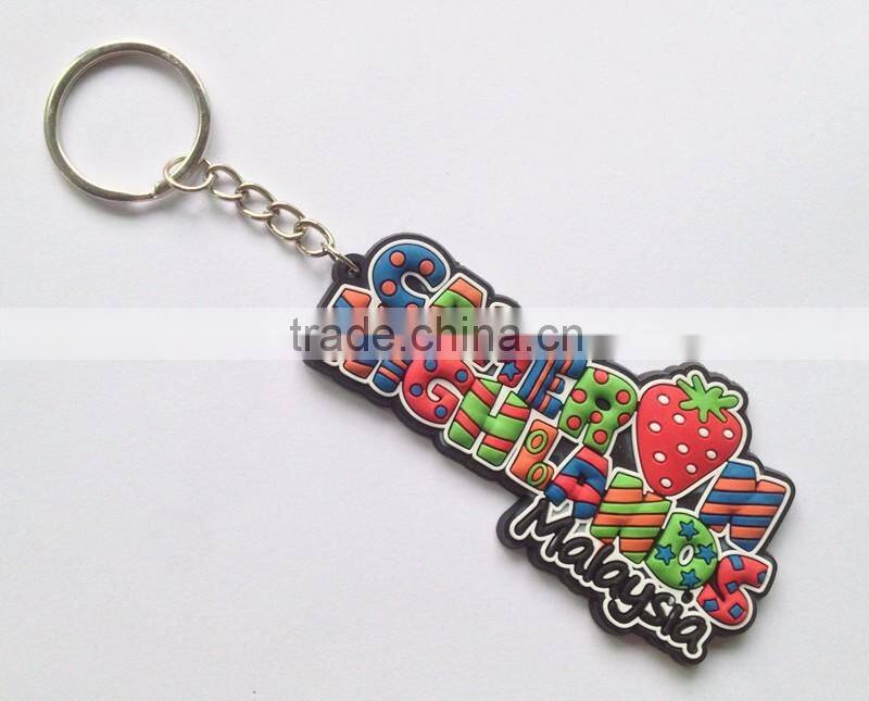 Soft PVC Keychain Letter Funny Colorful Printing Metal Key ring Manufacture