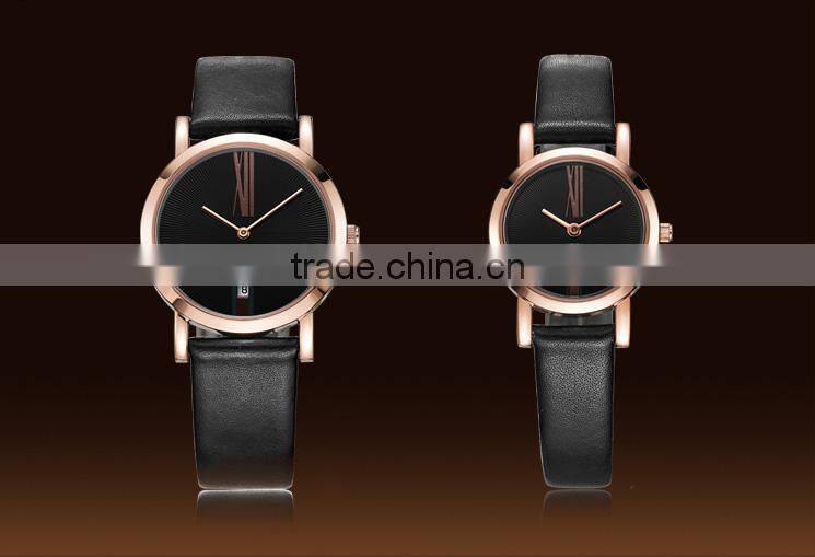 Leather Quartz Pair Couple Watches With Fashion Design