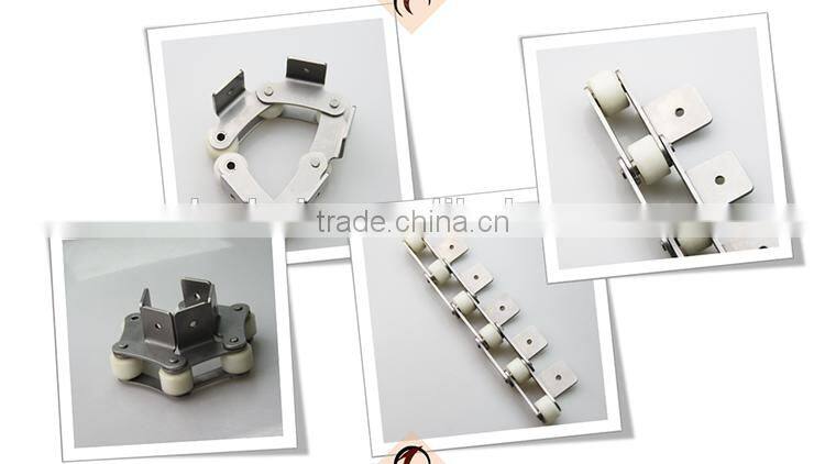 plastic pom large rollers & stainless steel conveyor line system roller chains with A1 single hole attachments