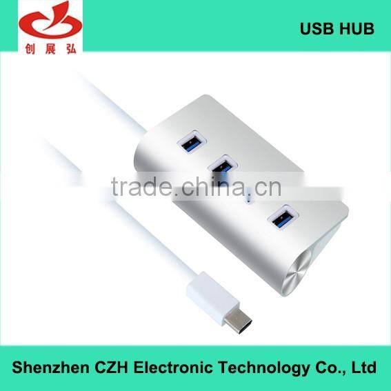 Aluminum alloy type c usb 3.1 4 por hub driver download high speed for Windows/Linux/Mac OS