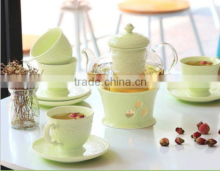 Good Quality Creative Customized Pure Color Bone China Ceramics Tea Set