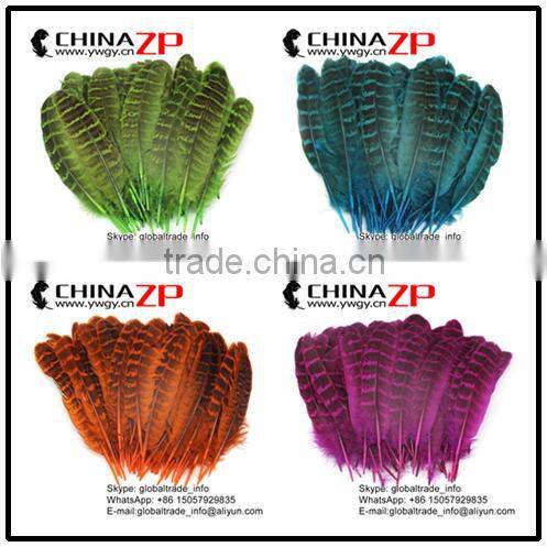 ZPDECOR Feather Dyed Green Hen Ringneck Pheasant Wing Quills Feather