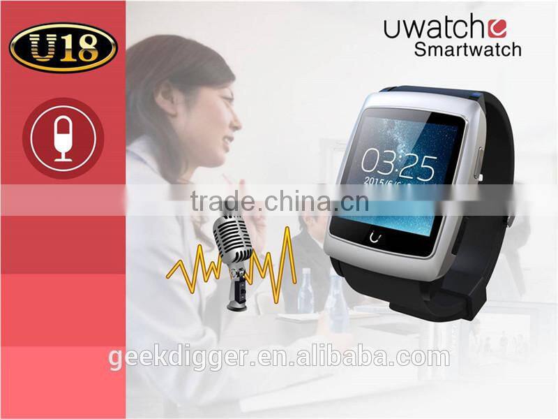 Newest Uwatch U18 Android 4.4 Dual core MTK6571 Smart Watches Bluetooth WIFI GPS Pedometer Sleep Monitoring Compass watch