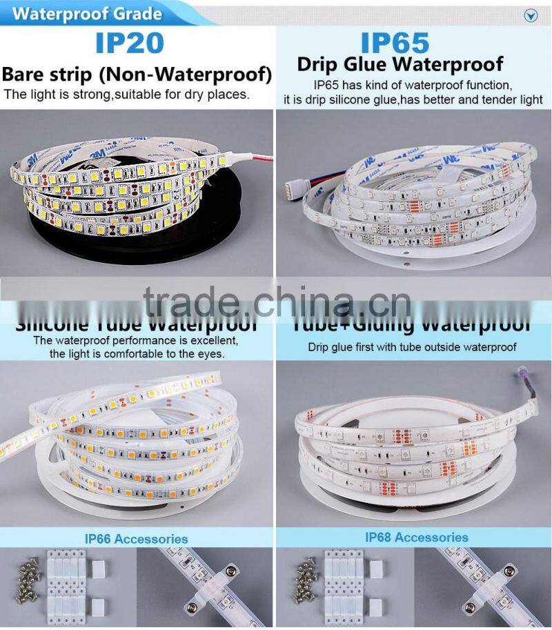DC12V 5050 60LED/M waterproof led strip light with white FPC+power supply single color christmas light