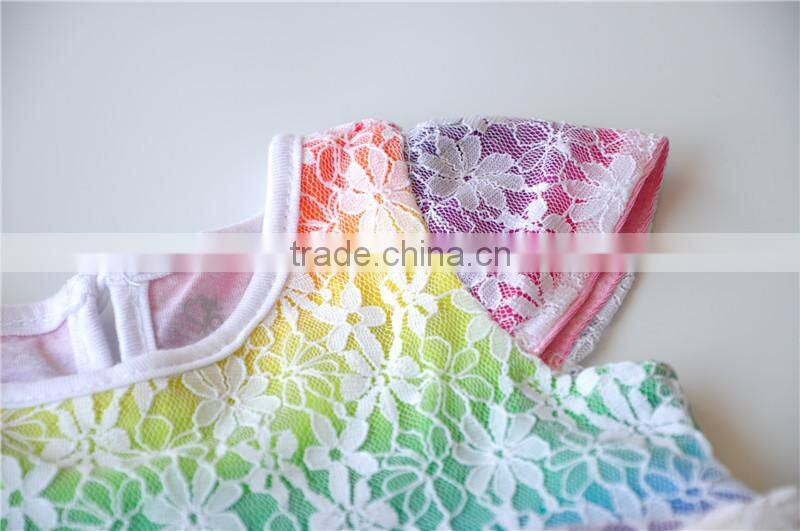 New arrival lace cotton dress colorful girls dress