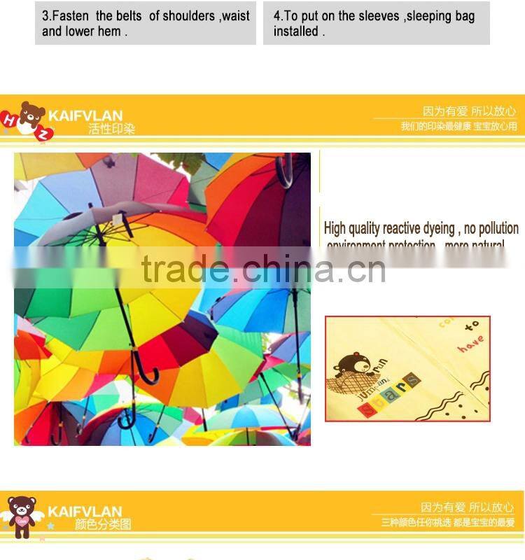 Children's 100% cotton baby sleeping bag detachable sleeve and detachable cotton fillings quilt for four seasons yellow color