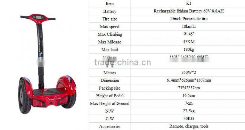 Best Selling Smart 15 Inch 2 Wheel Self Balancing Electric Scooter Wholesale