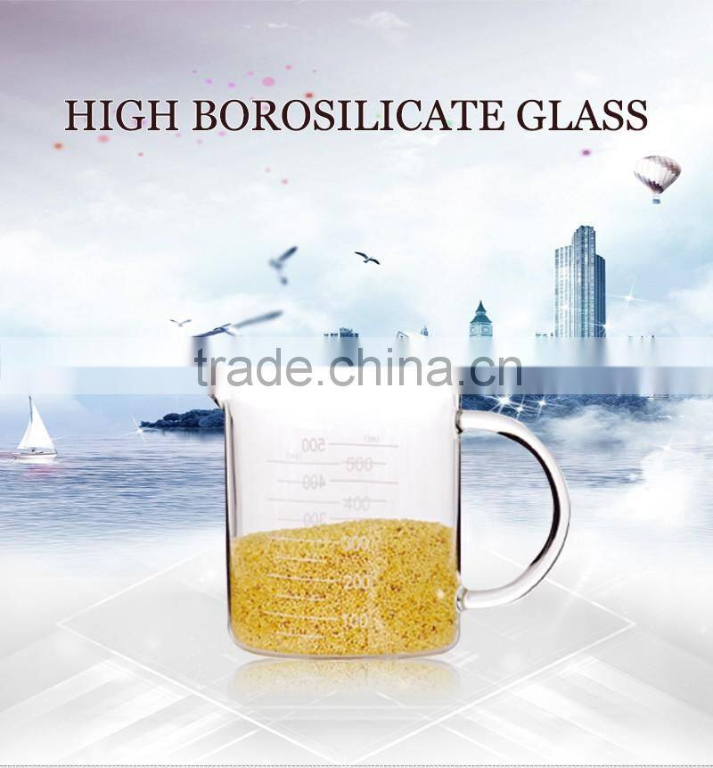 Alibaba china high borosilicate glass measuring cup with spout OEM 500ml