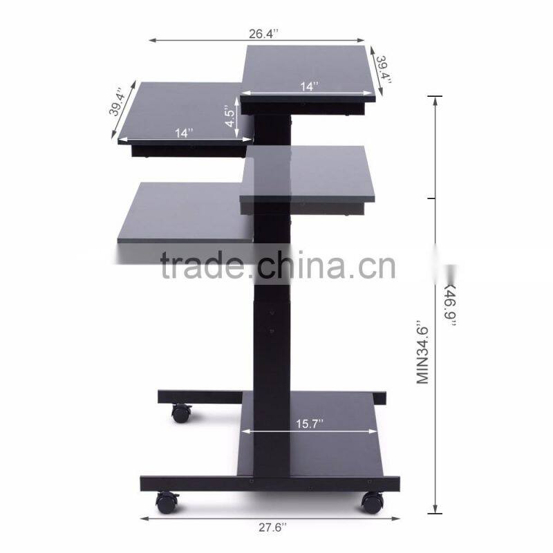 Low Price Easy Assembly Mobile High Standing Computer Desk with Wheels