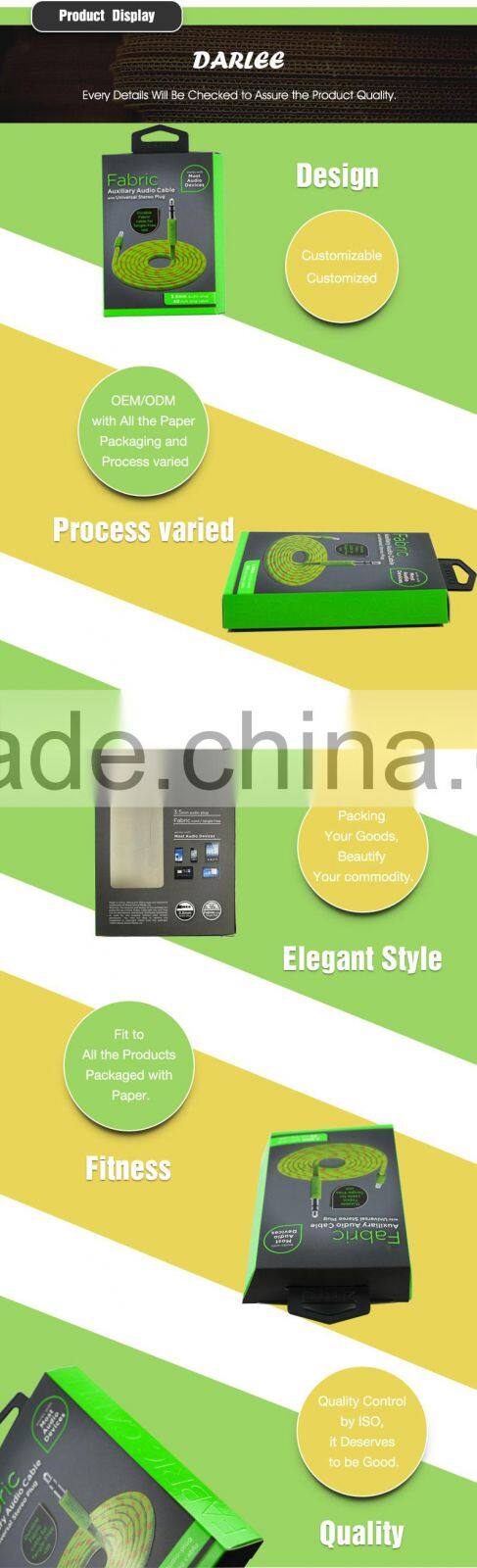 recyclable embossing usb cable packaging box