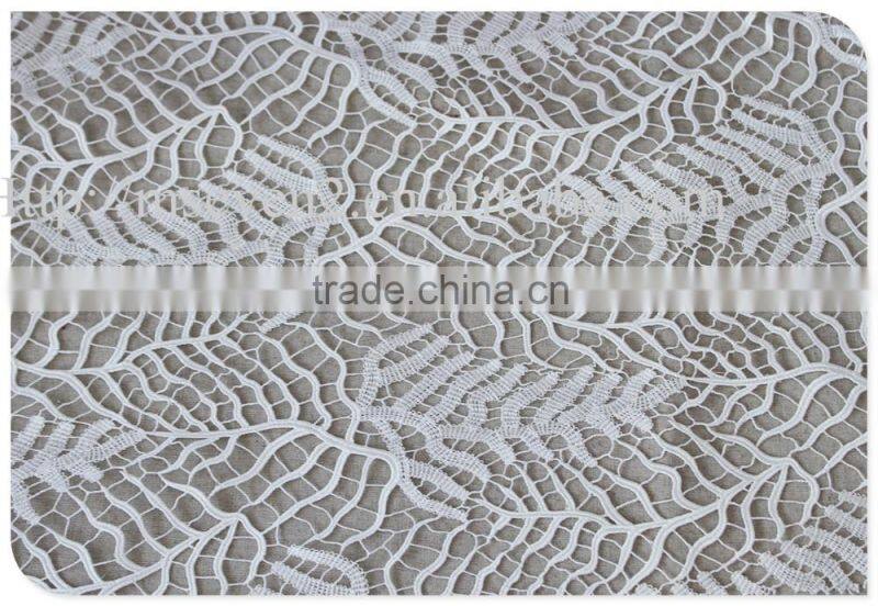 Fashion design hollow out water soluble austrian lace fabric in white