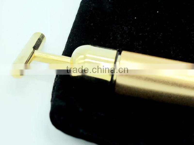 Beauty Bar 24K Golden Pulse Skin Care Gold Facial Roller Vibration Face Massager
