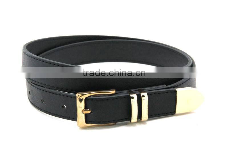 2017 innovative western style in black matter pu/genuine leather belt