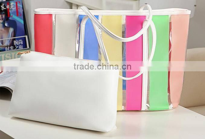 Wholesale Candy Color Ladies Transparent Handbags Free Shipping