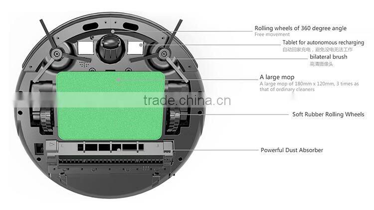 24w 14.8V 2600mAh 350mm Diameter Li-ion Battery Intelligent Vacuum Robotic Cleaner with Wifi APP Remote Control and Camera