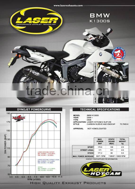 For BMW K1300S/ R 2009- Motorcycle Exhaust Pipe LASER HotCam2 DS slip-on muffler