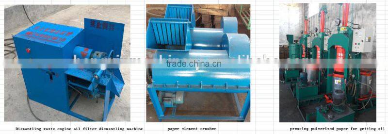 scrap oil filter element crusher/recycling used engine oil filter processing line