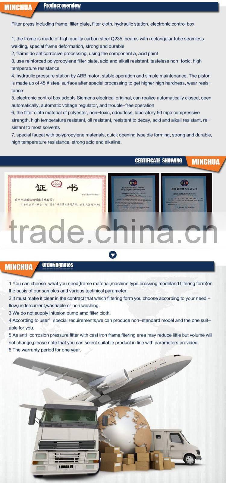 800 Hydraulic Membrane Filter Press Machine with conveyor belt