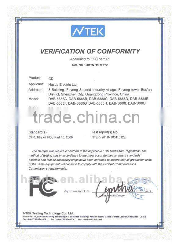 HASDA HK-7882CAR AUDIO CD/MP3/USB PLAYER RECEIVER AM FM RADIO