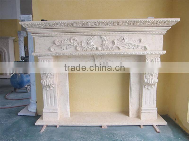 Yellow marble fireplace