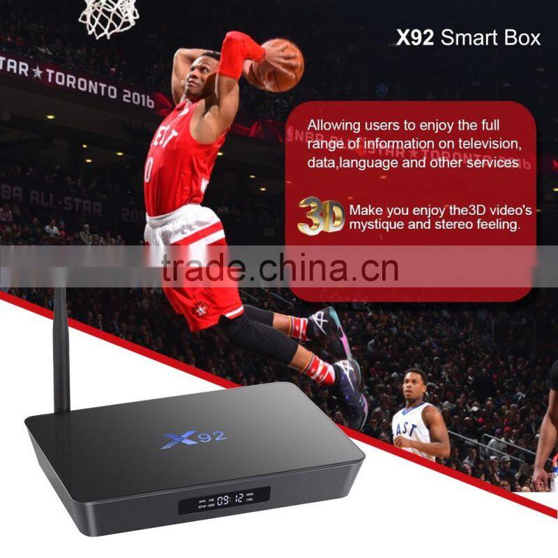 Latest Amlogic S912 64bit Octa-core 2G 16G X92 S912 android 6.0 marshmallow tv box