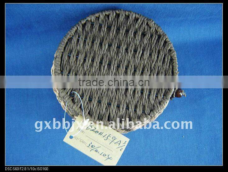 Brown round paper rope woven iron frame small kid box