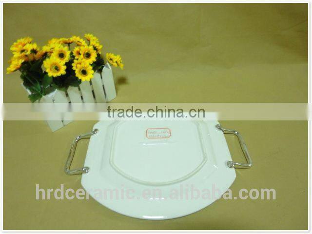 Circle Small stock Ceramic Dinner Plates With Handles