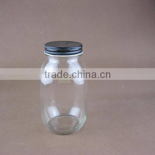 black iron lid different size and different volume glass jar with lid