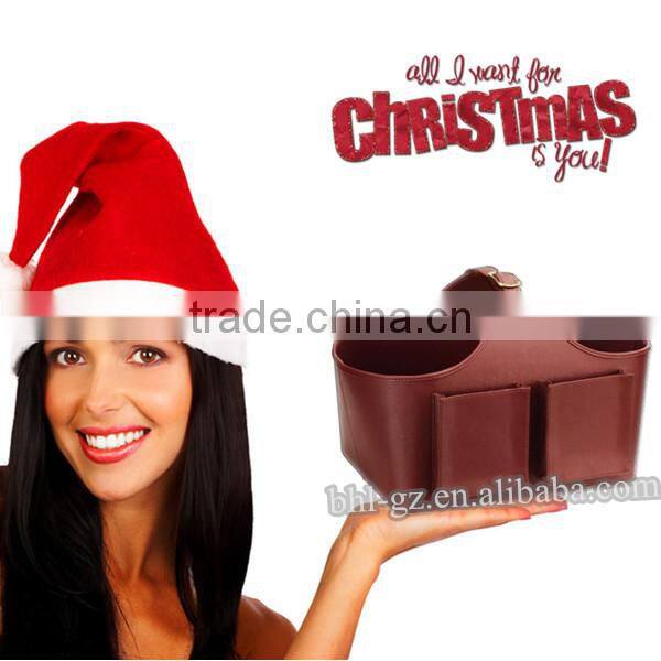 Hot Sales! Christmas gift faux leather storage basket L-21(PW-53), household laundry basket, hotel supplies wine basket