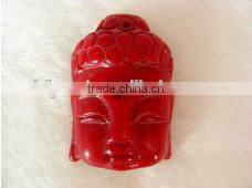 wholesale 20-30mm red laughing buddha head shape natural coral pendant
