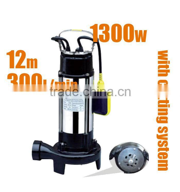 Submersible sewage pump with cutting system