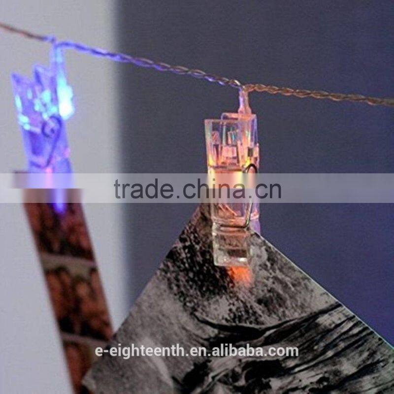 2017 battery Powered LED Photo Clip String Lights Transparent Cable With 20 LED
