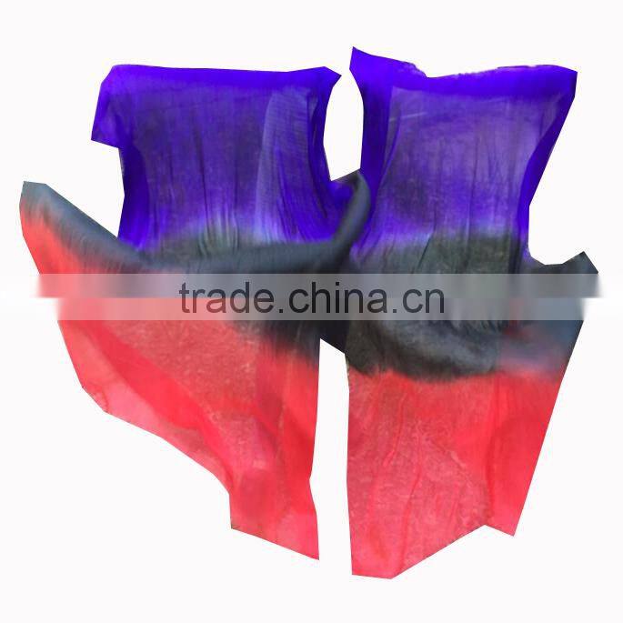 180CM 150CM 100% silk belly dance silk fan veils ombre silk fan veils