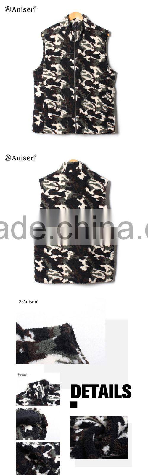 wholesale china factory outdoor clothing camo men sherpa vest