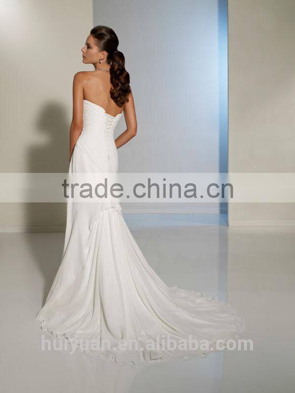 white beaded chiffon A-line ukraine wedding dress