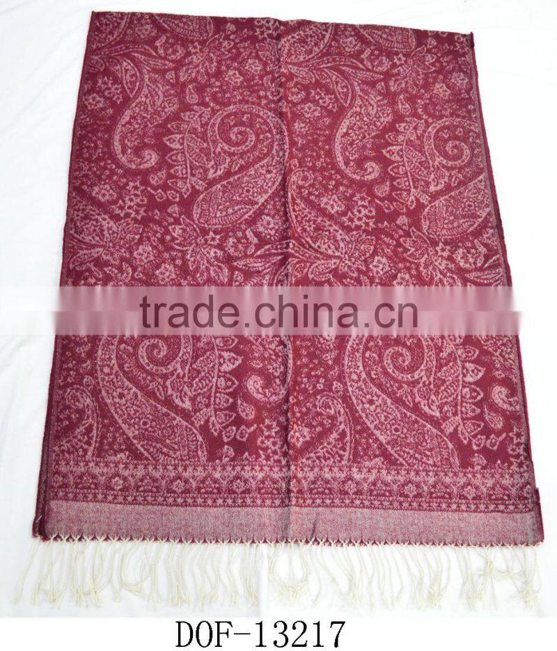 2017 the latest lady jacquard soft 100%acrylic paisley floral scarf shawl