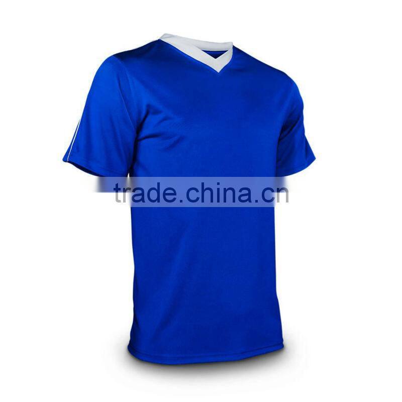 2014 wholesale new custom mens polyester soccer jersey contrast colors v neck plain design soccer uniforms football jerseys