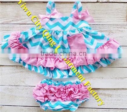 Funky Designs Toddler Girls Boutique Chevron Clothing Baby Persnickety Girls Cotton Black/White Zigzag Double Ruffle Pants