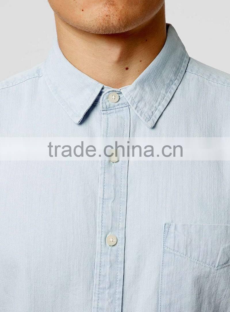 White Denim Short Sleeve Casual Shirt
