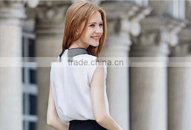F20038B Hot selling high quality short sleeve women chiffon shirt