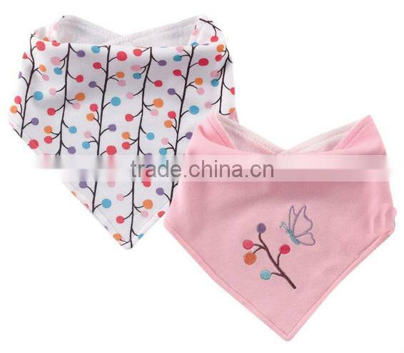 Alibaba china cute baby gift applique cotton custom absorbent dribbler wholesale bandana baby bibs