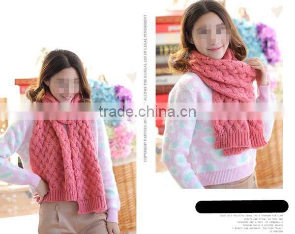 Autumn and winter wear korean style mohair warm long style solid fashion knit lovely scarf girl hijab scarf