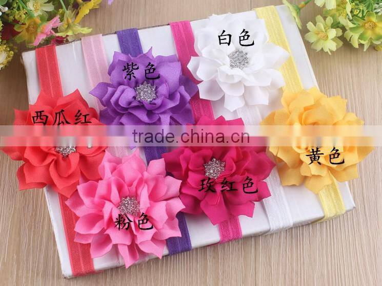 2017 cute large bow hair accessory knitted baby headband gold and silver metal material messy bow headband sweet girls headband