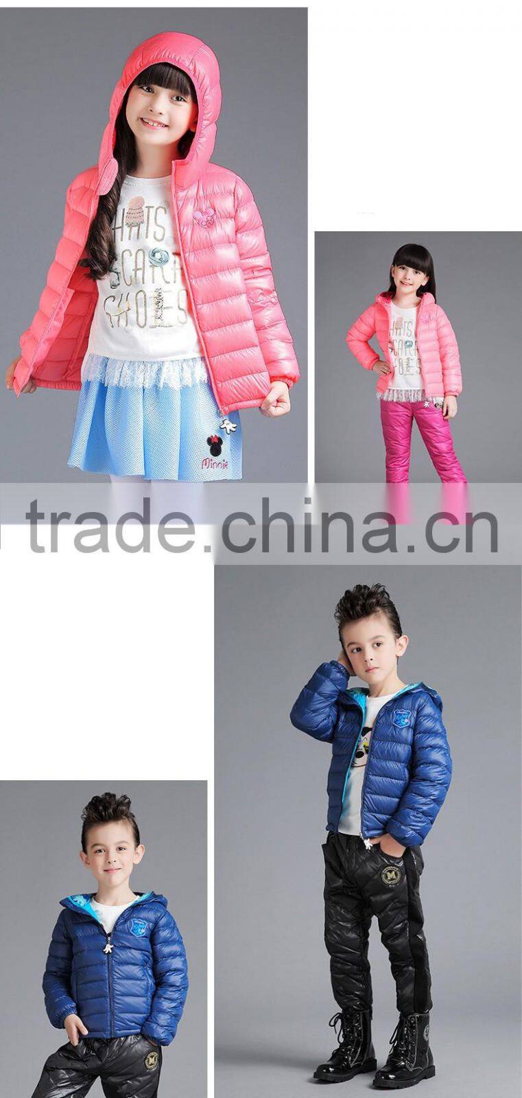Cheap kids winter jacket custom down jacket with 100% breathable
