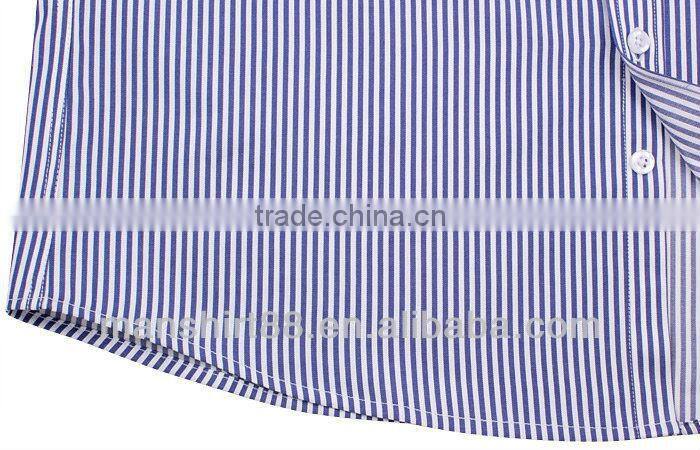 Men's luxury french cuff white collar stripped shirt