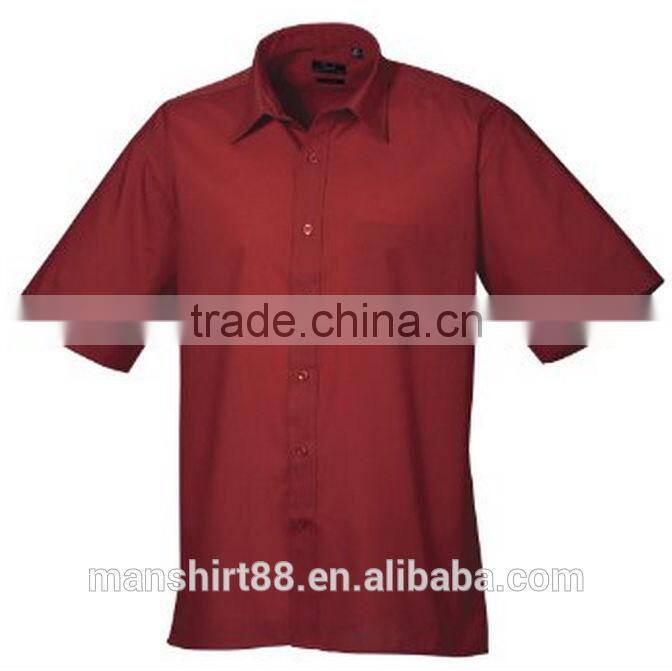 Mens Short Sleeve Formal Poplin Plain Work Shirt