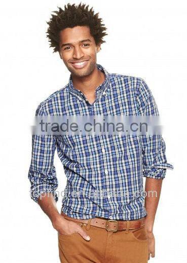 European fashion style casual cotton Long sleeve check Men Shirts