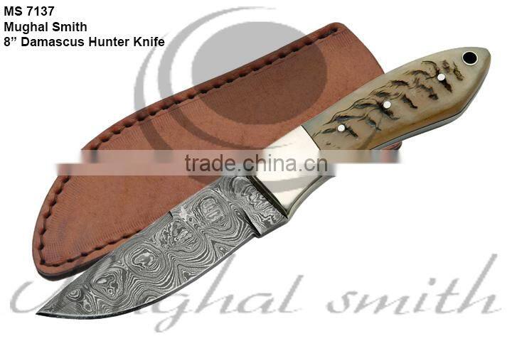 Damascus knife/Hunting knife/Deer stag