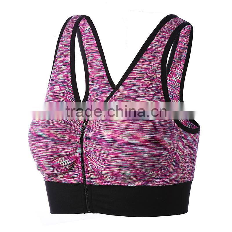 Women's Zip Front Wireless High Impact Active Yoga Sports Bras